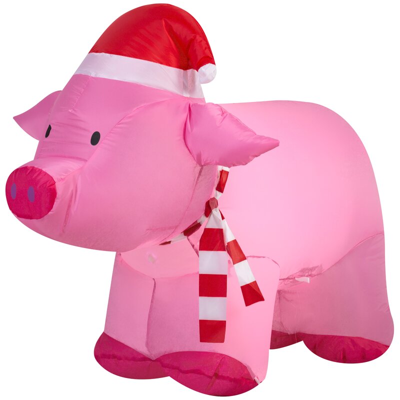 The Holiday Aisle® Airblown Pig Inflatable | Wayfair